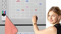 Magnetic Calendar for Fridge, Acrylic Magnetic Dry Erase Board for Fridge, A 6x9 Clear Dry Erase Board and 17x12 Refrigerator Calendar, 6 Wet Markers, Holder, Anti-Scratch Pads.