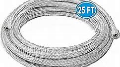 Refrigerator water line - 25 FT Premium Stainless Steel Braided Ice Maker Water Hose,Food grade PEX Inner Tube Fridge Water Line with 1/4" Fittings for Refrigerator Ice Maker