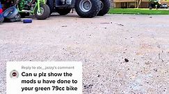 Reply to @stx_.jazzy here’s a closer look at the Rcf micro mini bike from @rcfminibikes #smol #79cc #straightpipe #minibikesoftiktok #minimotoguy #feelsfast #sketchy #sketchyshit #greenbean #fyp