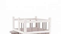 TRIXIE Cat Home with Balcony, Elevated Cat House, Weatherproof Shelter, Ideal for Cats and Small Dogs 17.5 x 17.5 x 25.5 in.