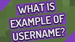 What is example of Username?