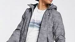 Hollister icon reflective camo fleece lined hooded jacket in grey | ASOS