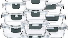 M MCIRCO 24-Piece Glass Food Storage Containers with Upgraded Snap Locking Lids,Glass Meal Prep Containers Set - Airtight Lunch Containers, Microwave, Oven, Freezer and Dishwasher