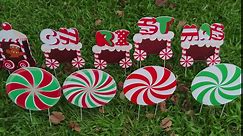 9 Pieces Christmas Decorations Outdoor Yard Signs Cute Train Lawn Yard Signs with 18 Yard Stakes for Xmas Decor