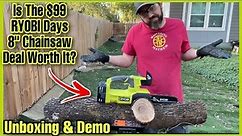 Home Depot $99 RYOBI Days 8" Chainsaw ASMR Unboxing Revew & DEMO! GIVEAWAY Winner Pick!
