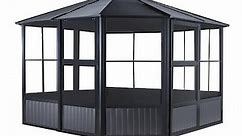 Sojag 12-ft x 12-ft Charleston Dark Gray Metal Square Gazebo with Steel Roof Lowes.com