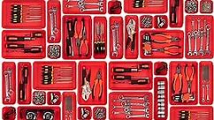 45 Pack Tool Box Organizer Tool Tray Dividers, Toolbox Drawer Organizers Storage Trays for Rolling Tool Chest, Work Bench Cabinet Bins, Hardware Parts Screw Nut Bolt Small Tools Organization - Red