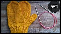 How to knit a mitten gloves with circular needles, step by step tutorial.