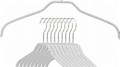 Mawa Narrow Petite Clothing Hangers, Steel Hanger with Non-Slip Coating, for Shirts, Dresses, Suits, Camisoles, Jackets, 360-degree Rotatable Hook, Set of 10, White