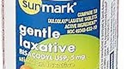 Sunmark Bisacodyl Laxative Tablets - Gentle Constipation Relief, 5 mg Strength, 1 Bottle, 100 per Bottle