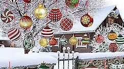 30 Pieces Outdoor Double Sided Lawn Decorations Christmas Hanging Ornaments Plastic Outdoor Holiday Decorations for Xmas Home Office Tree Porch Yard Decor (Classic Style)