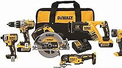 DEWALT 20V MAX Power Tool Combo Kit, 6-Tool Cordless Power Tool Set with 2 Batteries and Charger (DCK694P2), Yellow