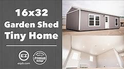 16x32 Side Garden Shed with Premium Package and Tiny Home Floor Plan #12781