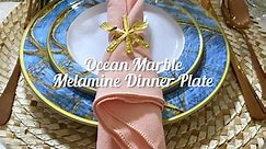 New! Ocean Marble 6-pc Melamine Dinner Plate Set