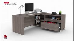 BESTAR Pro-Linea L-Shaped Office Desk, 72W, White