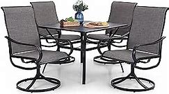 PHI VILLA Outdoor Patio Dining Set for 4, 5 Piece Patio Table Chairs Set Clearance with 4 Swivel Chairs & 1 Metal Table, All Weather Patio Dining Furniture Set for Deck Lawn & Garden