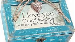 Cottage Garden Love You Granddaughter My Heart Petite Locket Distressed Teal Music Box Plays Tune You are My Sunshine