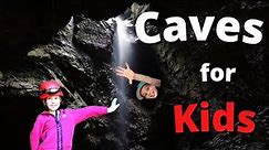 Caves for Kids | Kids explore CAVES with waterfalls, slides and stairs | All about CAVES