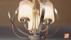 Hampton Bay Findlay 3-Light Brushed Nickel Chandelier with Etched White Glass Shades WB1002-CL