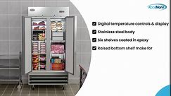 KoolMore Commercial Two Door Reach-in Freezer for Restaurant, Cafe, and Cold Food Storage, Stainless Steel Finish, Large 35 Cu. Ft. Capacity, Heavy Duty Kitchen Use (RIF-2D-SS35C),Silver