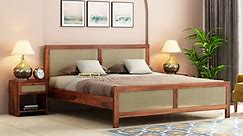 Buy Aelin Bed Without Storage (King Size, Honey Finish) at 36% OFF Online | Wooden Street