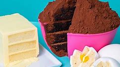 Cake Ingredients Made of CAKE | Vanilla Eggs, Chocolate Bowl of Cocoa, Butter Cake