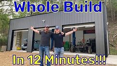 12 Minute Dream Garage! - DIY Timelapse Shop Build- Post Frame Pole Barn Shed Construction Building