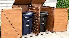 Leisure Season TRSL6741-D Large Horizontal Trash and Recycling Storage-Sheds, Medium Brown