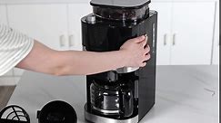 10-Cup Coffee Maker with Grinder, Touch Screen, Automatic Brew, Warming Plate, 1.5L Water Tank, Removable Filter - For Home and Office