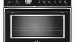 Bertazzoni Heritage Series 36-Inch All-Gas Range, 6 Brass Burners and Cast Iron Griddle in Matte Black - HER366BCFGMNET