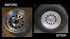 Refinishing and cleaning corroded and oxidized aluminum wheels - Tire dismounting by hand