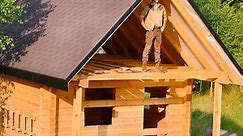 Build Log Cabin in the Forest Alone, I Making Timber Frame Roof for my, Installing Roof Shingles