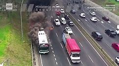 This bus caught fire on a highway. See what happened next