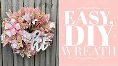 How to Make an Easy Mesh Wreath / Ruffled Wreath Tutorial / How to Make a Bow by Hand