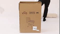 Armless Home Office Desk Chair with Wheels or Stationary for Living Room, Extra Wide Criss Cross Legged Swivel Chair, Modern Neutral Comfy Fabric Computer Chair for Vanity, Bedroom, White