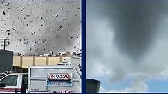 California tornado lifts debris in swirling funnel south-east of Los Angeles – video
