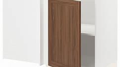 METOD corner base cabinet with shelf, white Enköping/brown walnut effect, 128x68 cm - IKEA