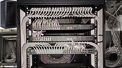 network cable management and 12U server rack installation for office setup cat 6A cable dahua tplink