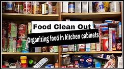 ORGANIZING FOOD IN CABINETS | CABINET CLEAN OUT | ADDING FOODS TO STOCKPILE FROM KITCHEN CABINETS