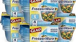 Gladware Freezerware Food Storage Containers, Small Rectangle Holds 24 Ounces of Food, 4 Count Set | Freezer Safe Food Containers to Preserve Freshness | 6 Count, 24 Containers Total
