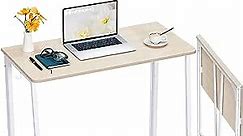WOHOMO Folding Desk, Small Foldable Desk 31.5" for Small Spaces, Space Saving Computer Table Writing Workstation for Home Office, Easy Assembly, Oak