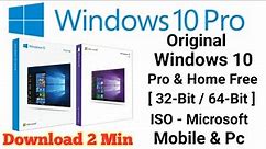 How to Download Original Windows 10 Home & pro Free iso Microsoft [32-Bit / 64-Bit]