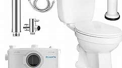850Watt Macerating Toilet with Bidet Sprayer, Upflush Toilet For Basement,Upflush Power Toilet with 4 Water Inltes For Bathroom, Shower, Laundry