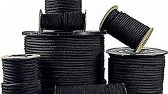 SGT KNOTS Diamond Grip Black Bungee Cord - 100% Stretch Elastic Cord and Absorbent Bungee Shock Cord for Camping, Kayak Deck, Crafting (5/16" x 10ft)
