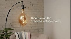 GE Lighting Vintage Style LED Light Bulb, 40 Watt Eqv, Amber Glass, Warm Candle Light, BT56 Large Light Bulb, Medium Base