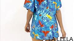 LA LEELA Women Plus Size Summer Tropical Hawaiian Beach Shirt Swimwear Printed B