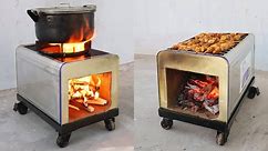 Idea for making a portable wood stove from an old iron box