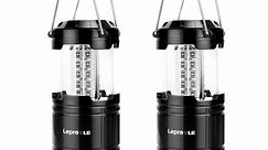 Lepro LED Collapsible Camping Lantern, Super Bright, Battery Powered Camping Light, IPX4 Water Resistant, Portable Emergency Lights for Power Outage, Hurricane, Storms, 2-Pack