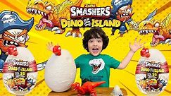 Emin unboxes Giant Zuru Smashers Dino Island EGG | Spinosaurus surprise toy