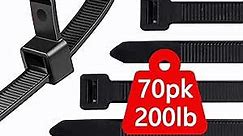 200lb Zip Ties Heavy Duty 18 Inch 70pcs, Large Black Cable Tie, Thick Heat Resistant Zipties, Big Wide Wire Ties, Industrial Tie Wraps for Outdoor Use